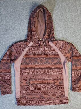 Burton Womens Medium Hooded Pullover Hoodie Aztec Tribal Snowboard Fleece